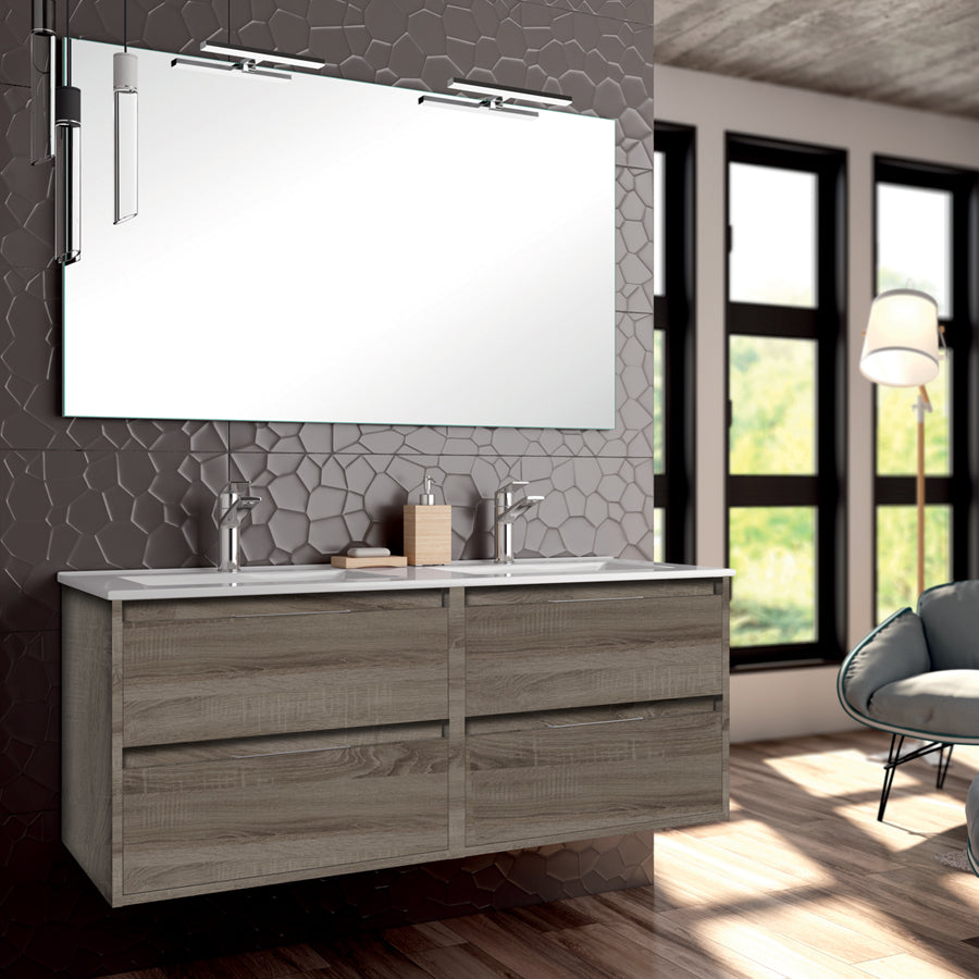 Meuble de salle de bain 120cm double vasque - 4 tiroirs - IRIS