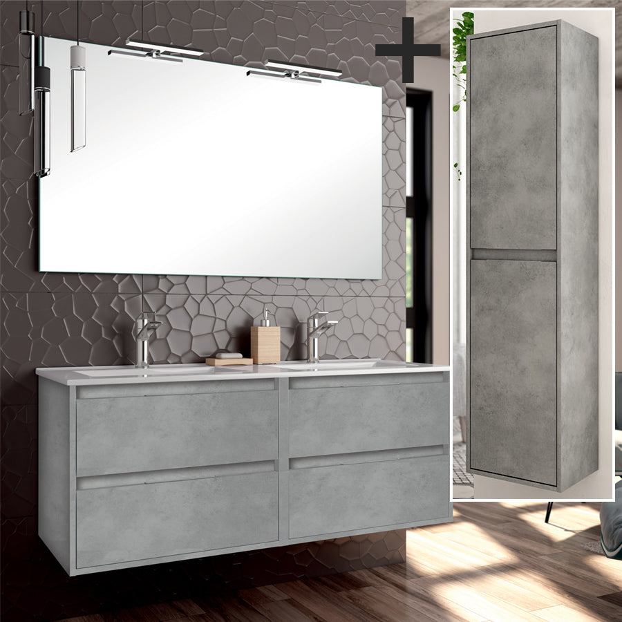 Meuble de salle de bain IRIS 120 cm ciment colonne