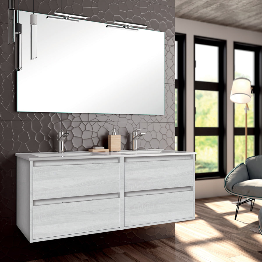 Meuble de salle de bain 120cm double vasque - 4 tiroirs - IRIS