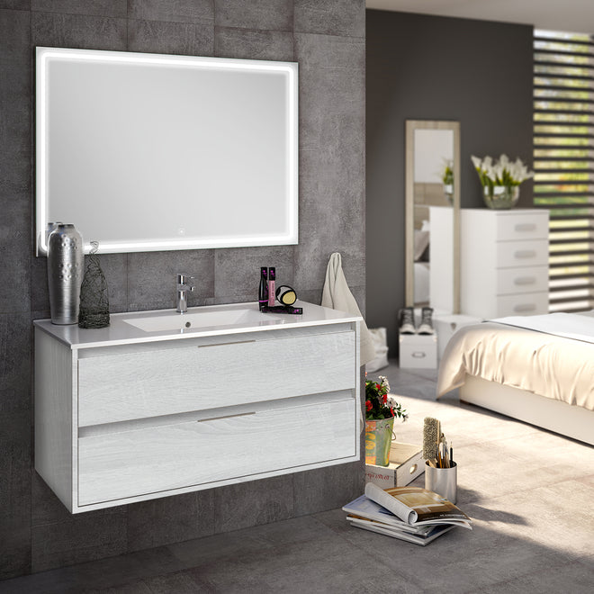 Meuble de salle de bain IRIS 2 tiroir 80 100cm HIBERNIAN miroir veldi