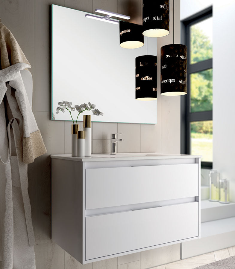 Ensemble meuble de salle de bain 100cm simple vasque + colonne de rangement IRIS