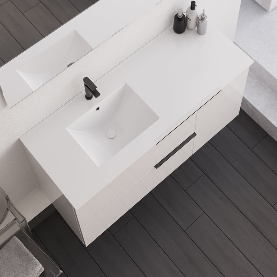 Meuble de salle de bain KING 100 cm blanc vue de dessus