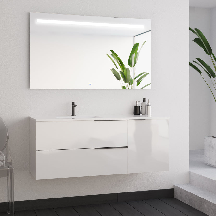 Meuble de salle de bain KING 120 cm blanc miroir Stam