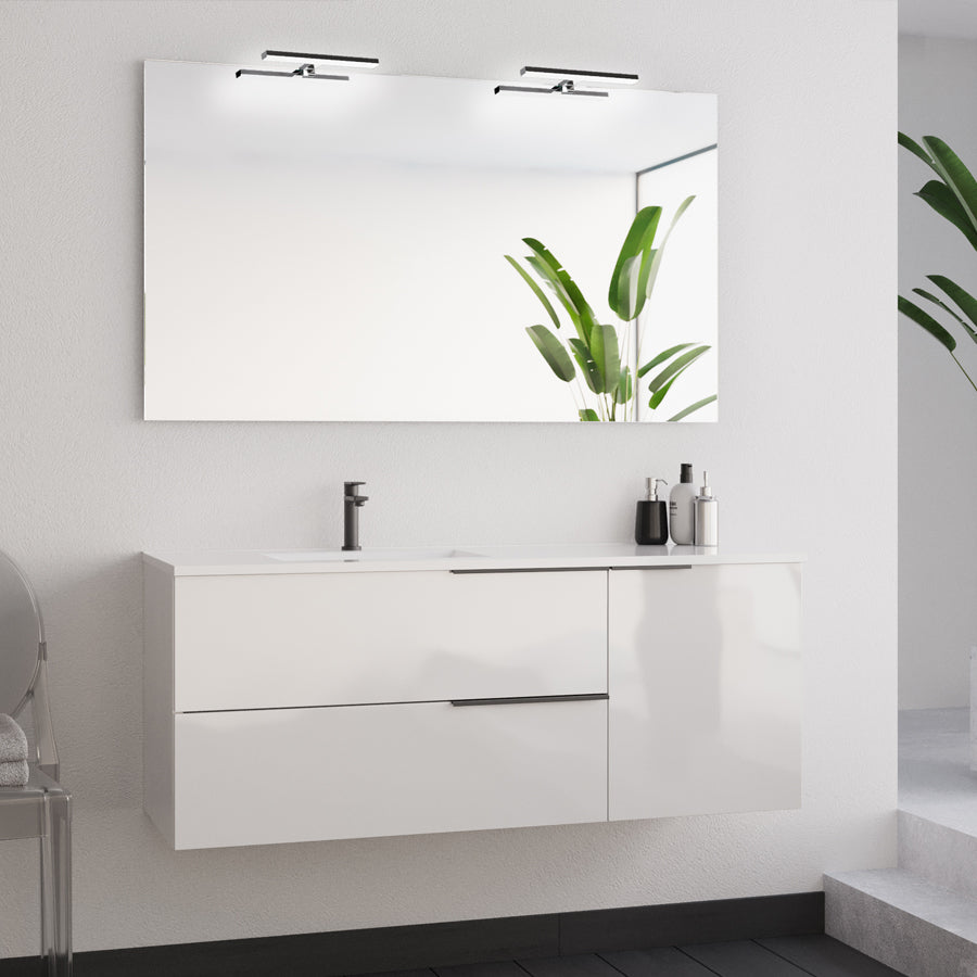 Meuble de salle de bain KING 120 cm blanc miroir appliques