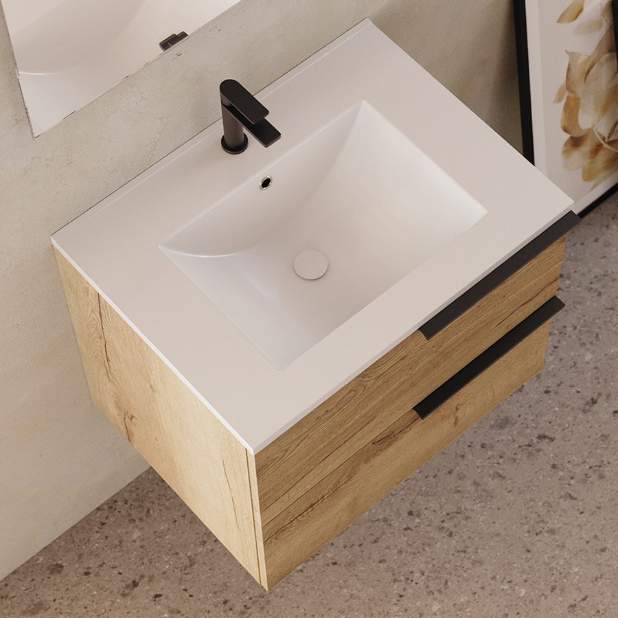 Meuble de salle de bain 60cm - sans miroir - 2 tiroirs - KING