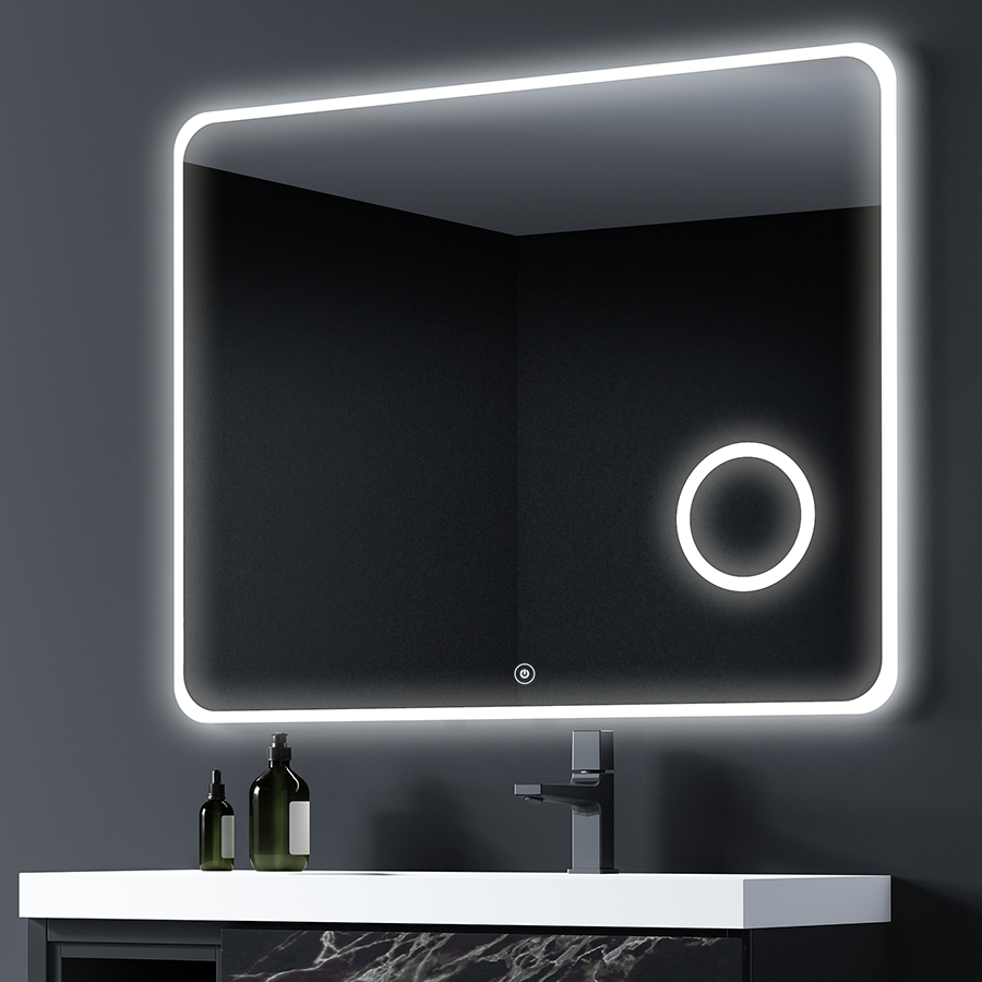 Zoom miroir éclairage LED de salle de bain LOUTRO avec interrupteur tactile