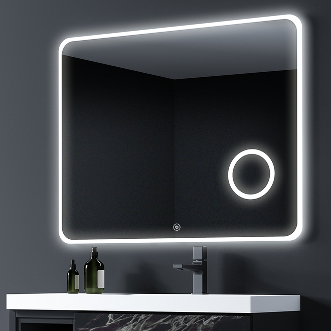 Miroir éclairage LED de salle de bain LOUTRO avec interrupteur tactile - 120x80cm