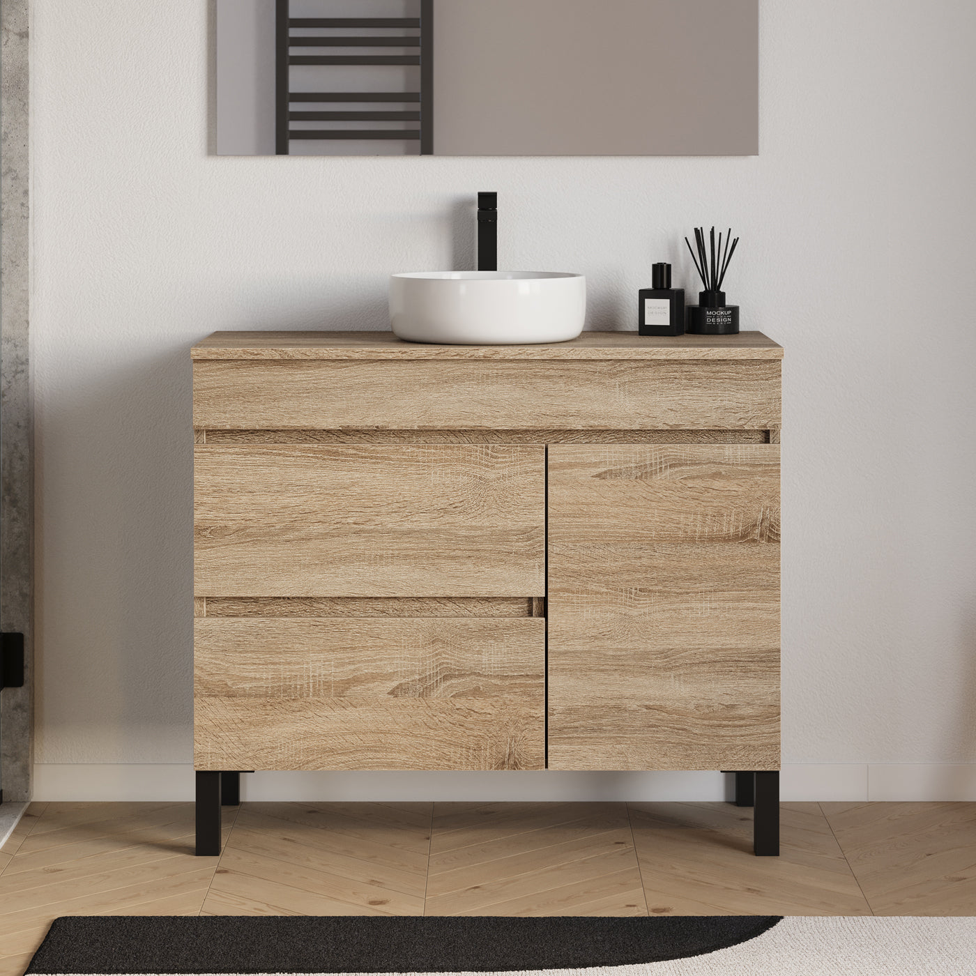 Meuble salle de bain LAZARO 100cm cambrian vasque ares