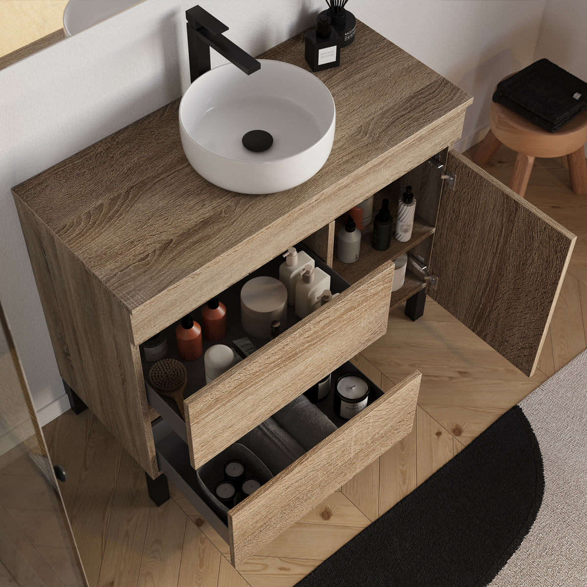 Mueble de baño LAZARO 100cm cambrian lavabo ares vista superior