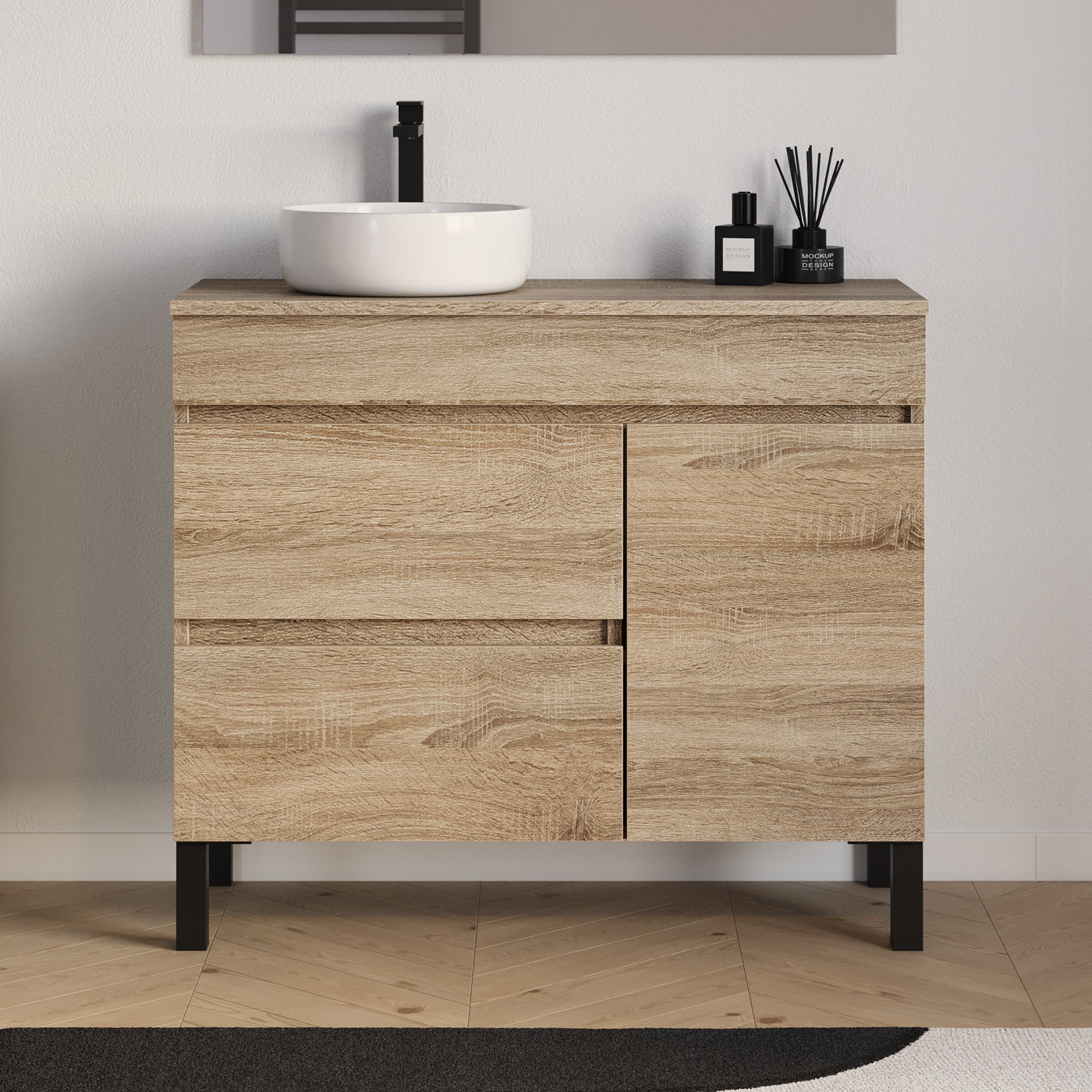 Meuble salle de bain LAZARO 100cm cambrian  vasque ares gauche