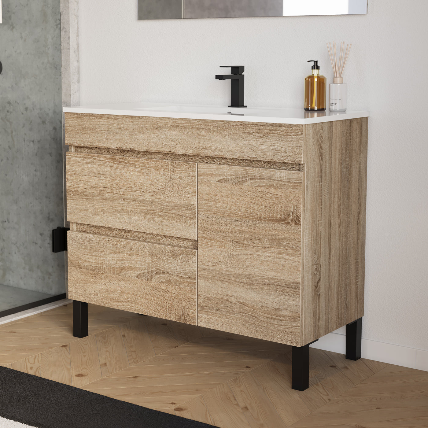 Meuble salle de bain LAZARO 100cm cambrian vue profil