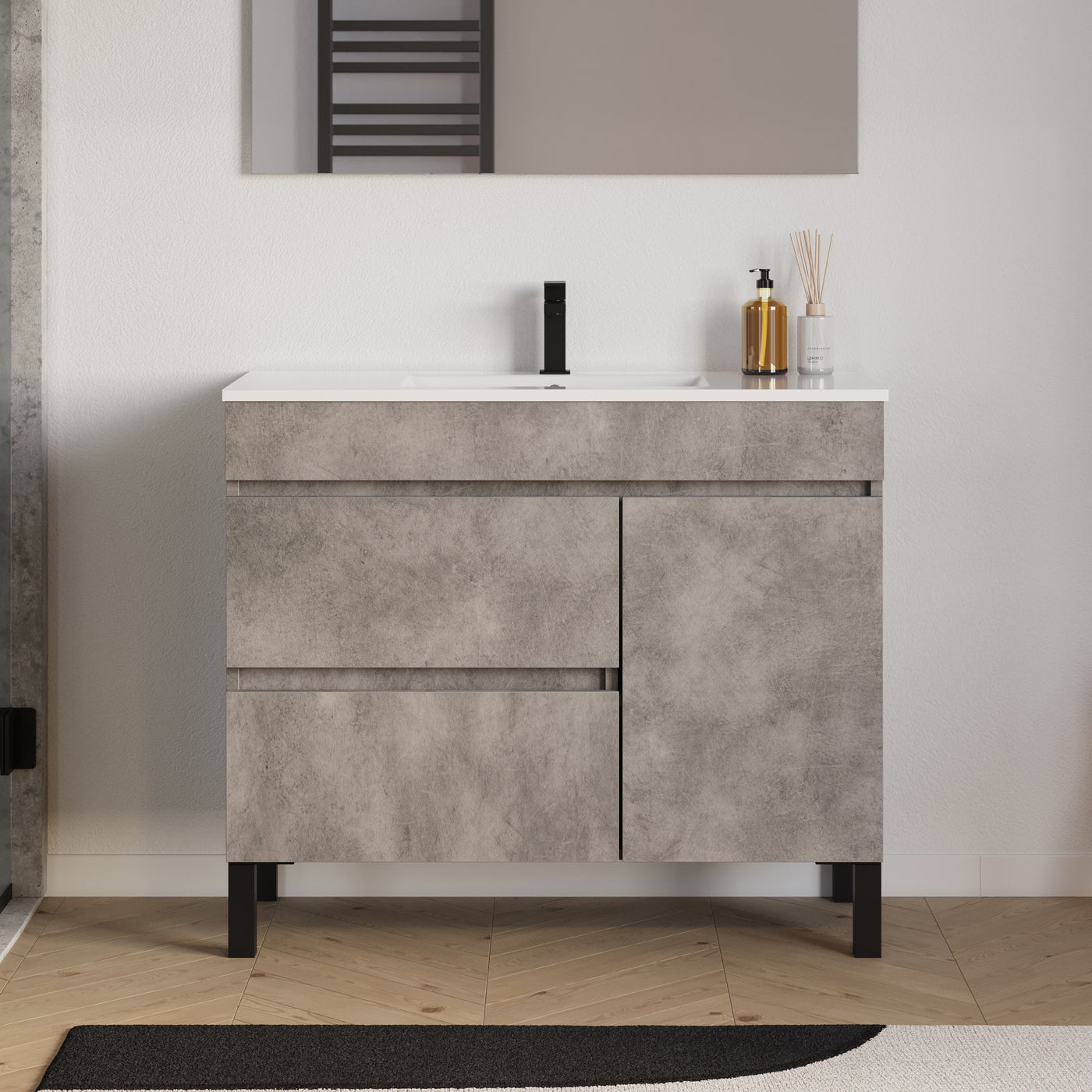 Meuble salle de bain LAZARO 100cm ciment