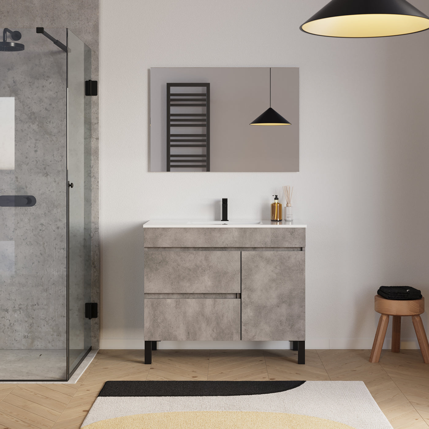 Ambiance Meuble salle de bain LAZARO 100cm ciment
