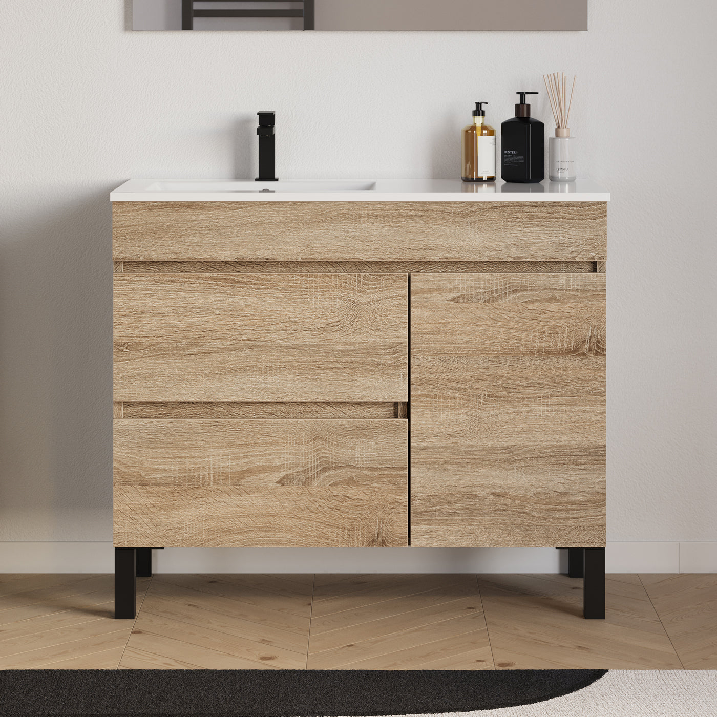 Meuble salle de bain LAZARO 100cm cambrian vasque gauche