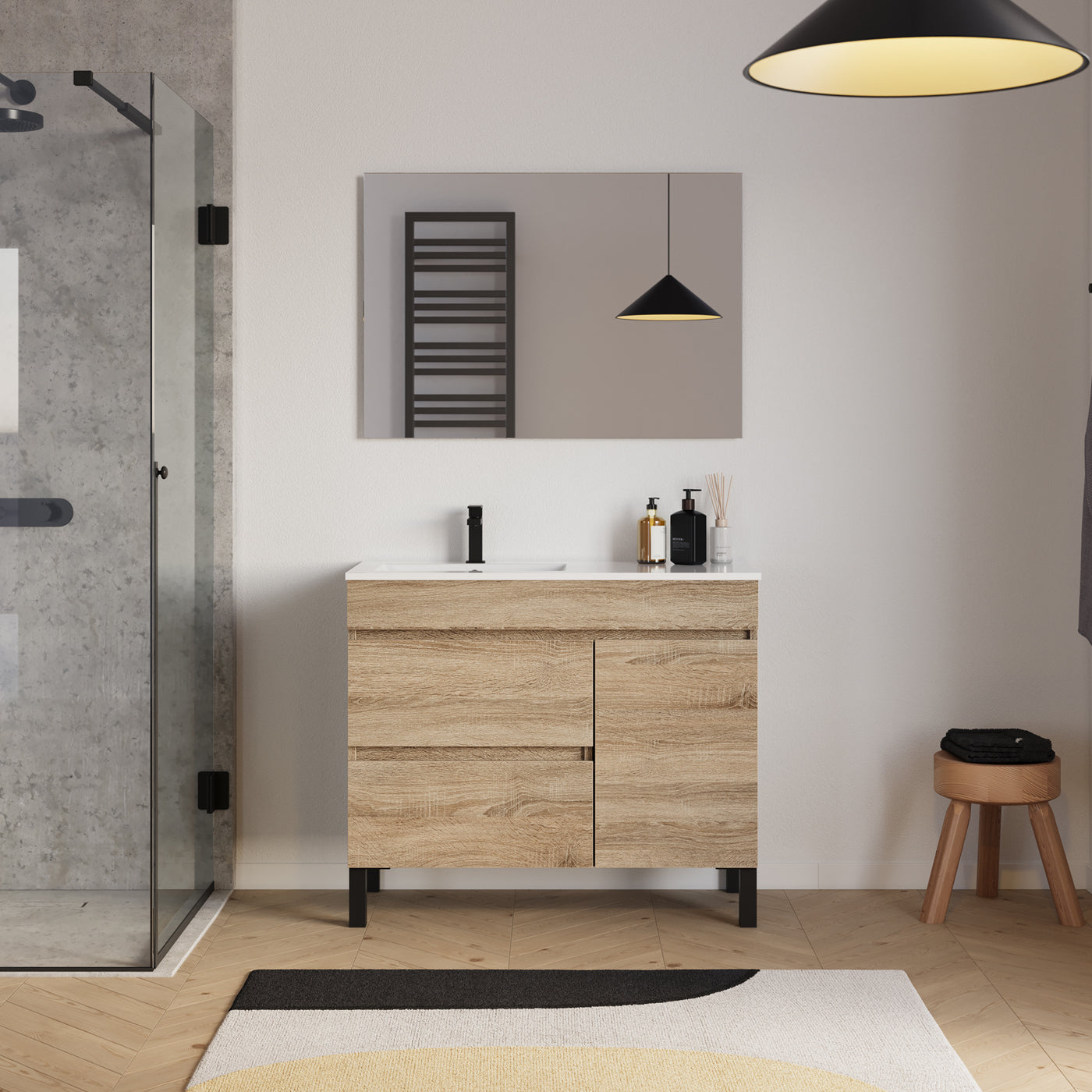 Ambiance Meuble salle de bain LAZARO 100cm cambrian vasque gauche