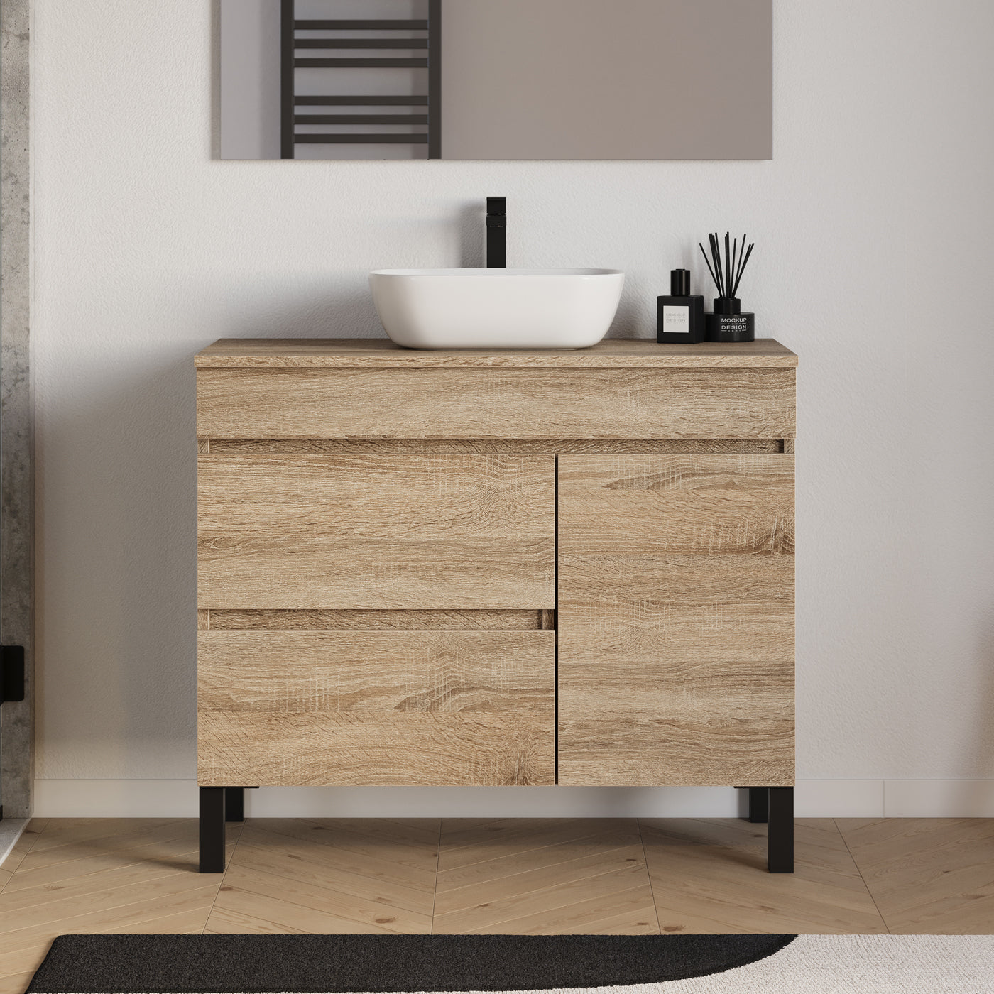 Meuble salle de bain LAZARO 100cm cambrian vasque zeus