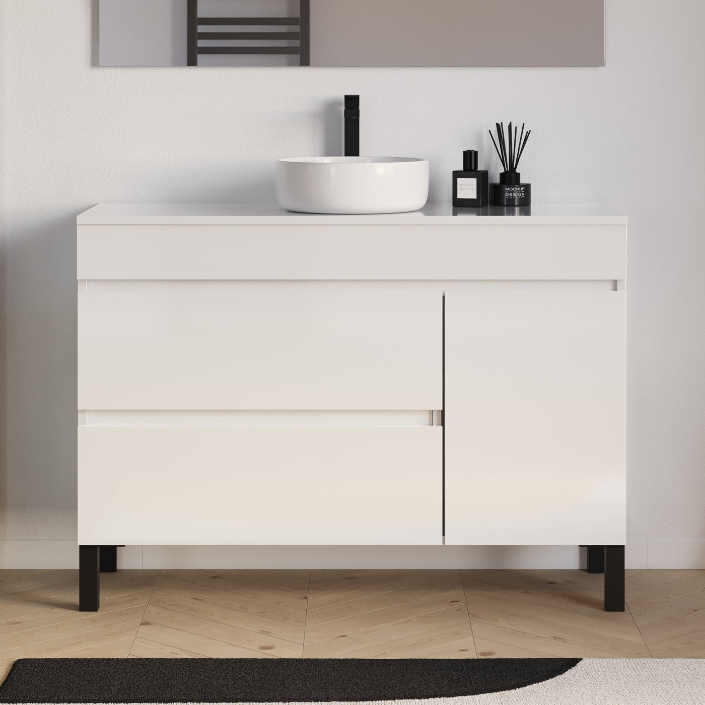 Meuble salle de bain LAZARO 120cm blanc avec vasque ares