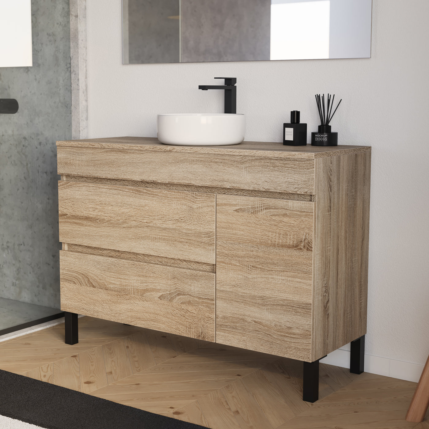 Meuble salle de bain LAZARO 120cm cambrian vasque ares vue profil