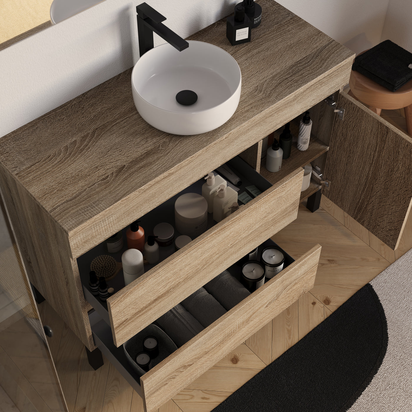 Meuble salle de bain LAZARO 120cm cambrian vasque ares vue dessus
