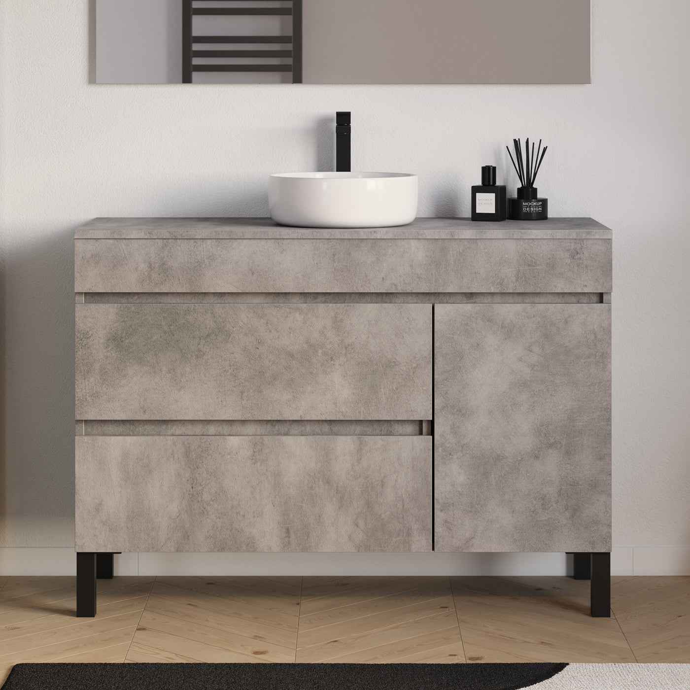 Meuble salle de bain LAZARO 120cm ciment avec vasque ares