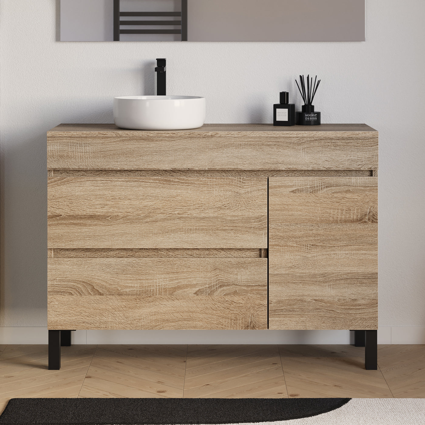 Meuble salle de bain LAZARO 120cm cambrian avec vasque ares gauche