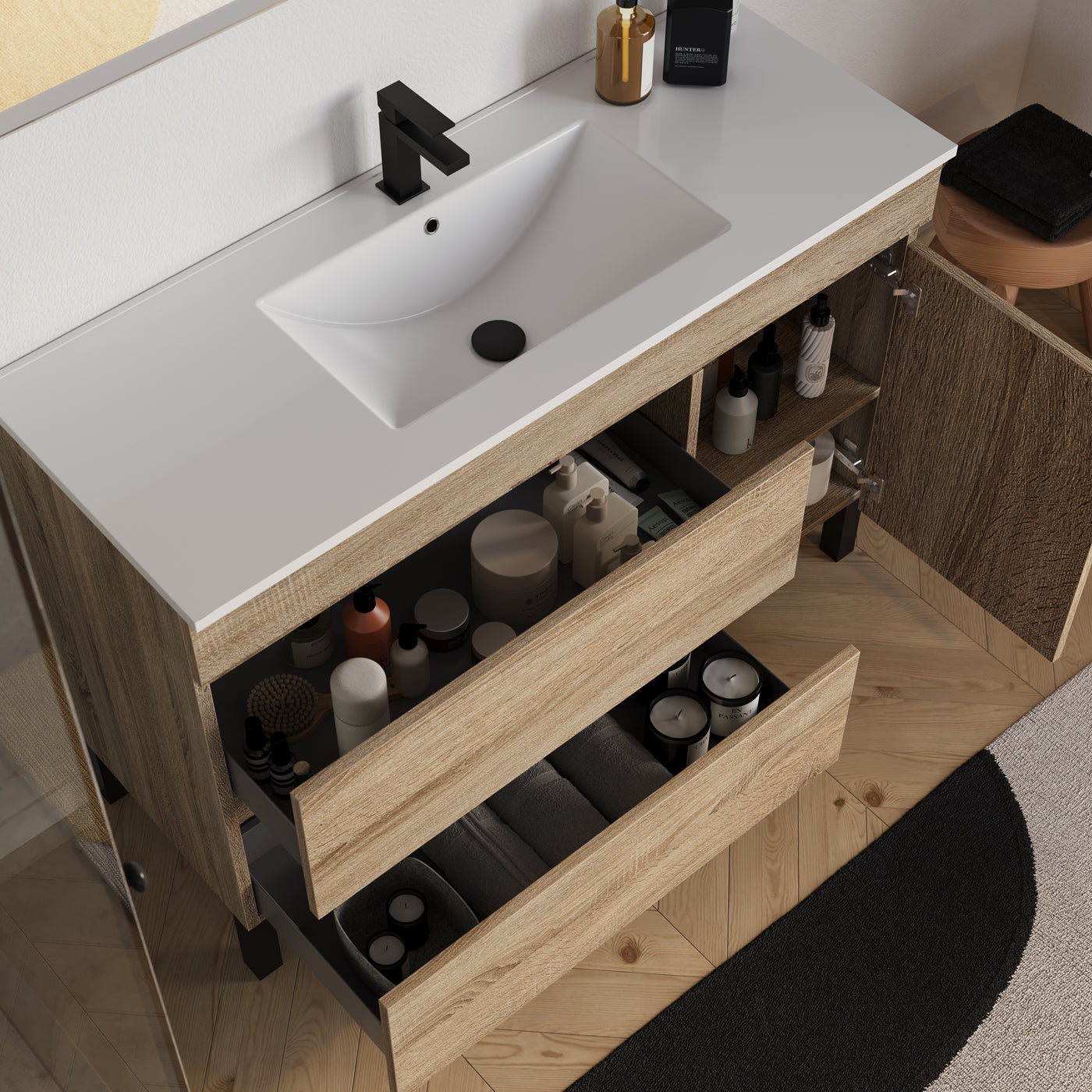 Meuble salle de bain LAZARO 120cm cambrian vue dessus