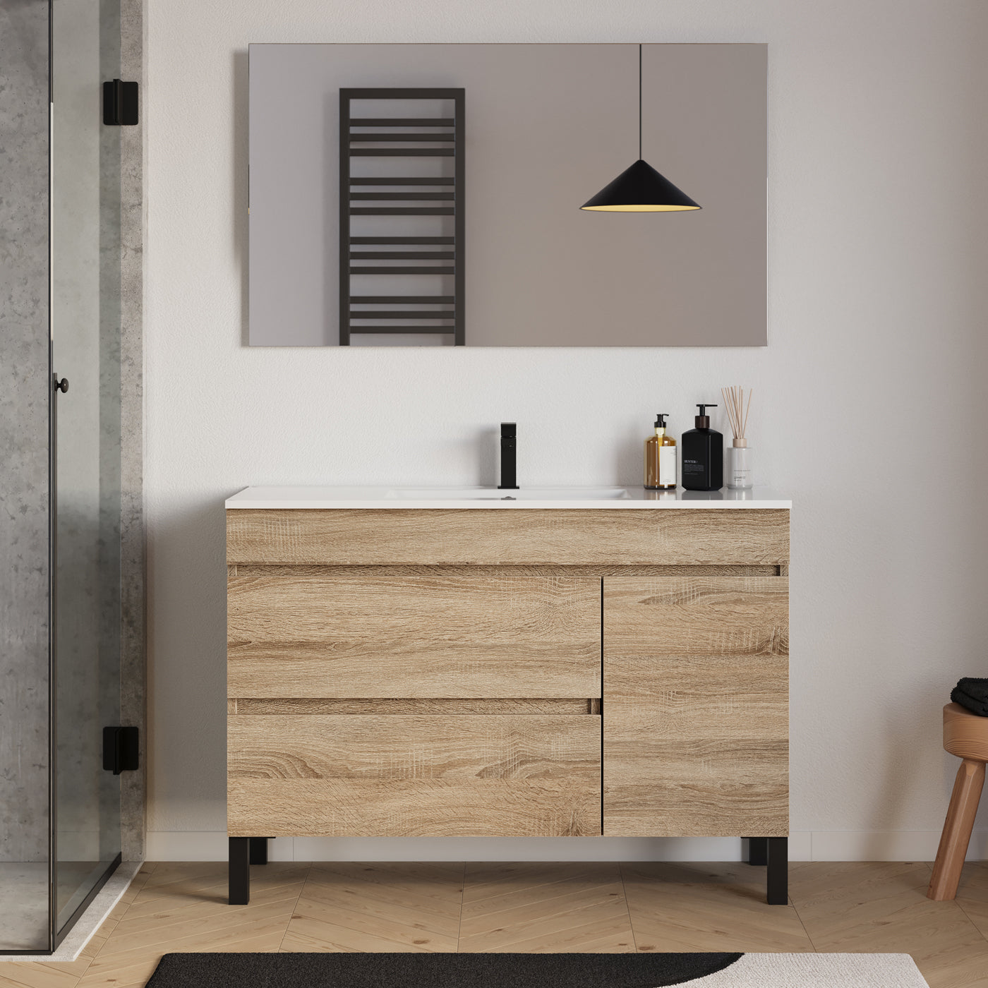 Meuble salle de bain LAZARO 120cm cambrian miroir