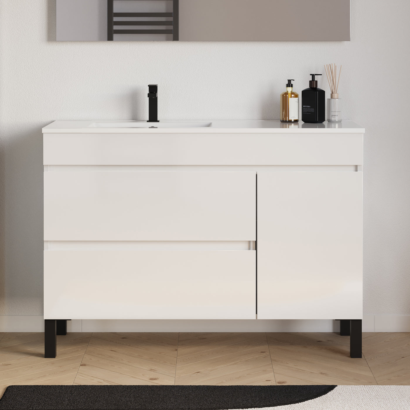Meuble salle de bain LAZARO 120cm blanc vasque gauche