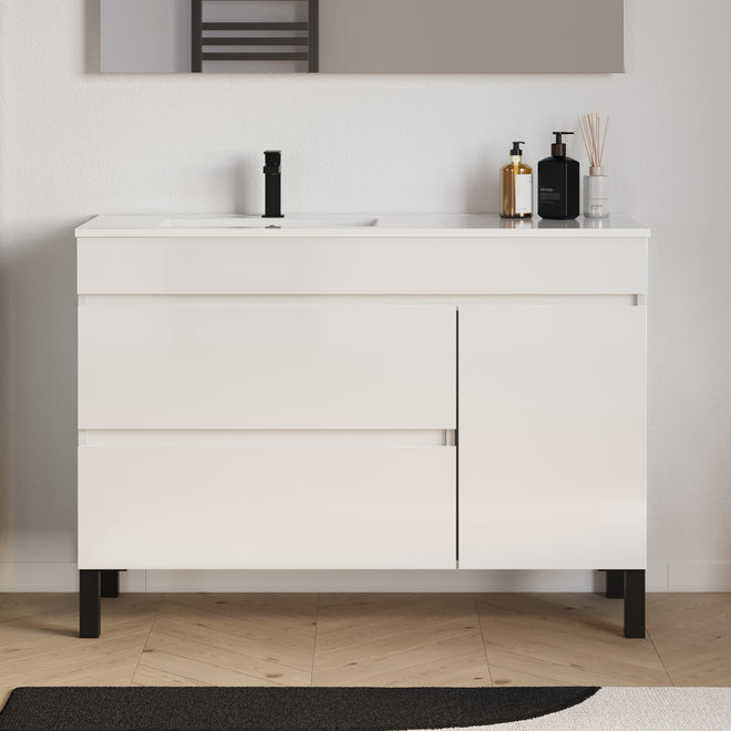 Meuble salle de bain LAZARO 120cm blanc vasque gauche