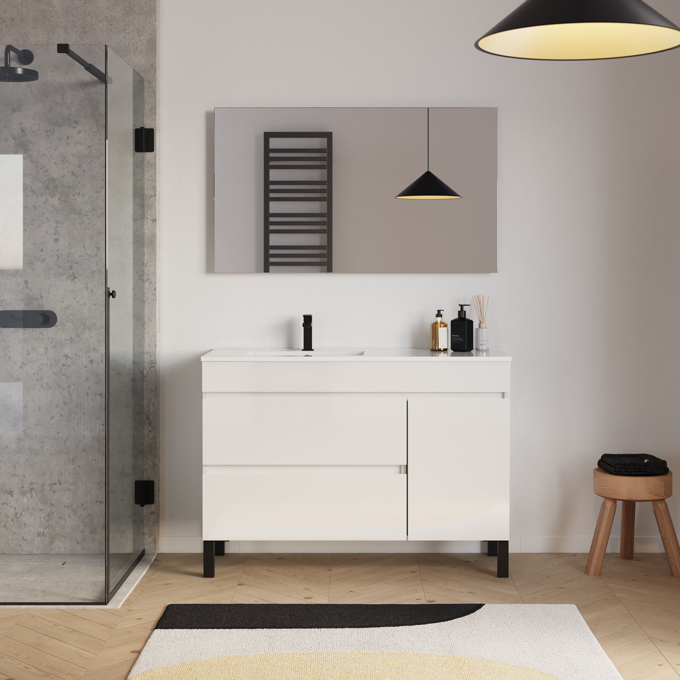 Ambiance Meuble salle de bain LAZARO 120cm blanc vasque gauche