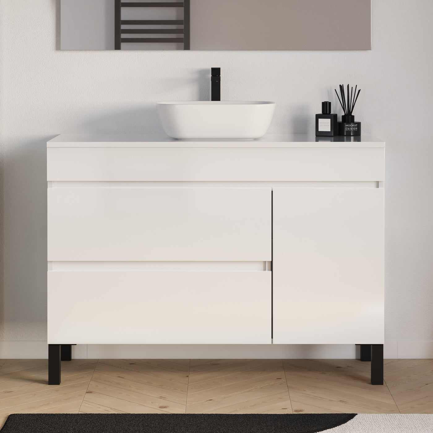 Meuble salle de bain LAZARO 120cm blanc avec vasque zeus