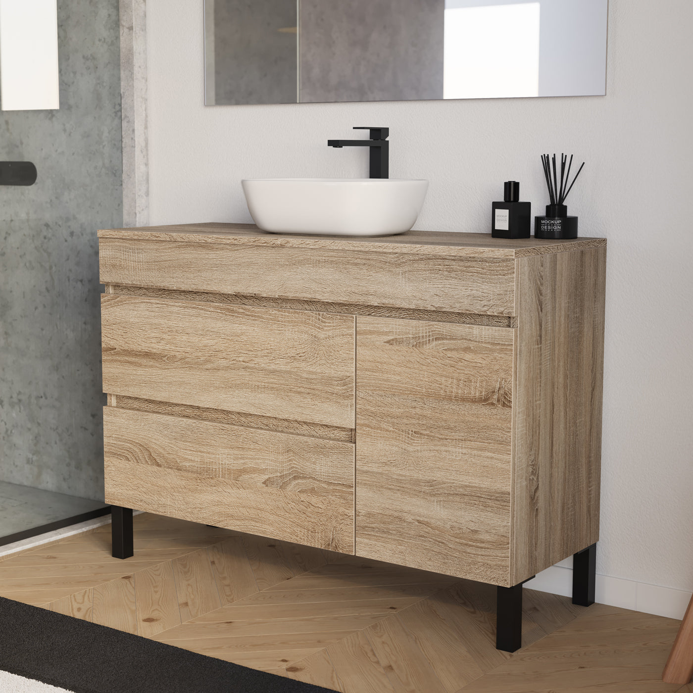 Meuble salle de bain LAZARO 120cm cambrian vasque zeus vue profil