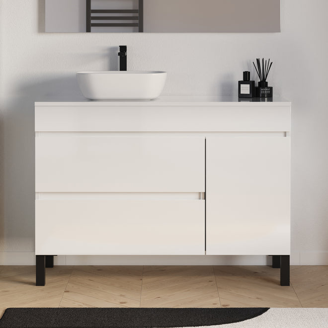 Meuble salle de bain LAZARO 120cm blanc avec vasque  gauche zeus