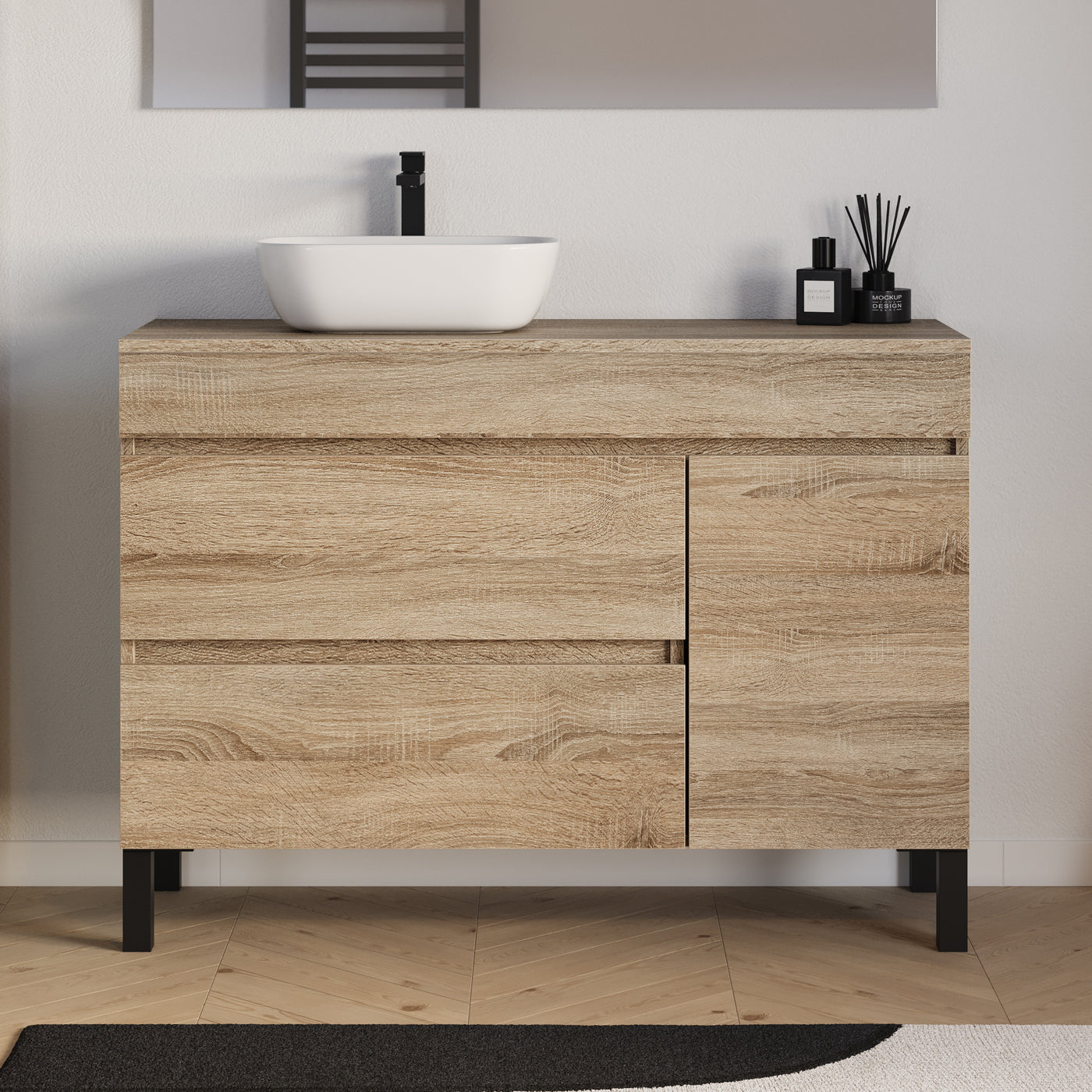 Meuble salle de bain LAZARO 120cm cambrian avec vasque  gauche zeus