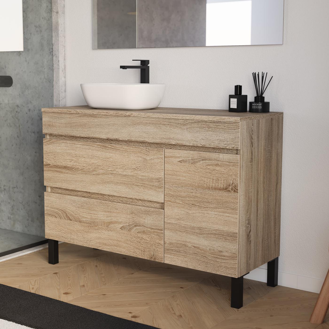 Meuble salle de bain LAZARO 120cm cambrian vasque gauche zeus vue profil