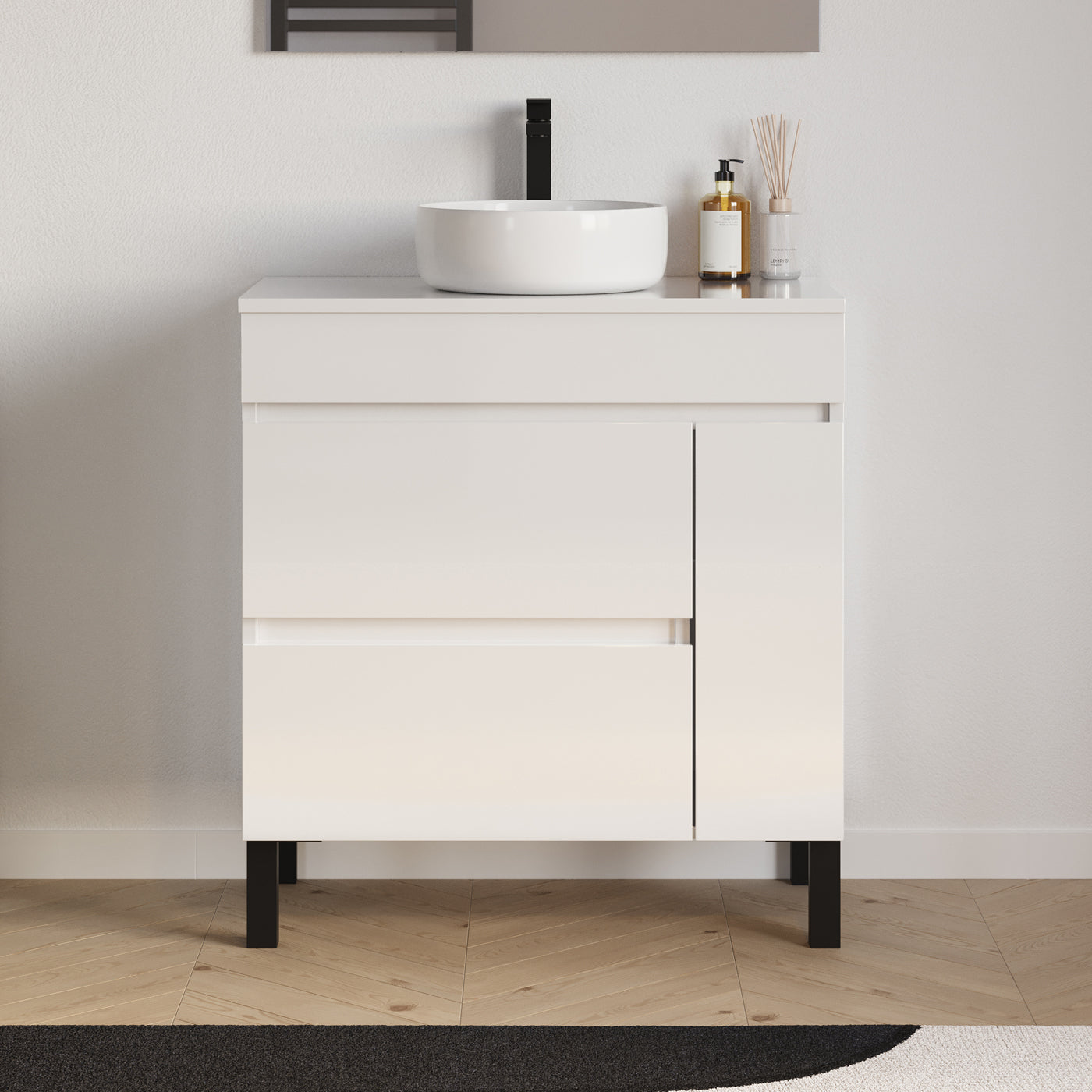 Meuble salle de bain LAZARO 80cm blanc avec vasque ares