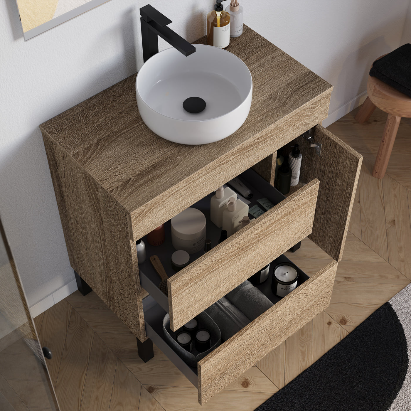Meuble salle de bain LAZARO 80cm cambrian vasque ares vue dessus