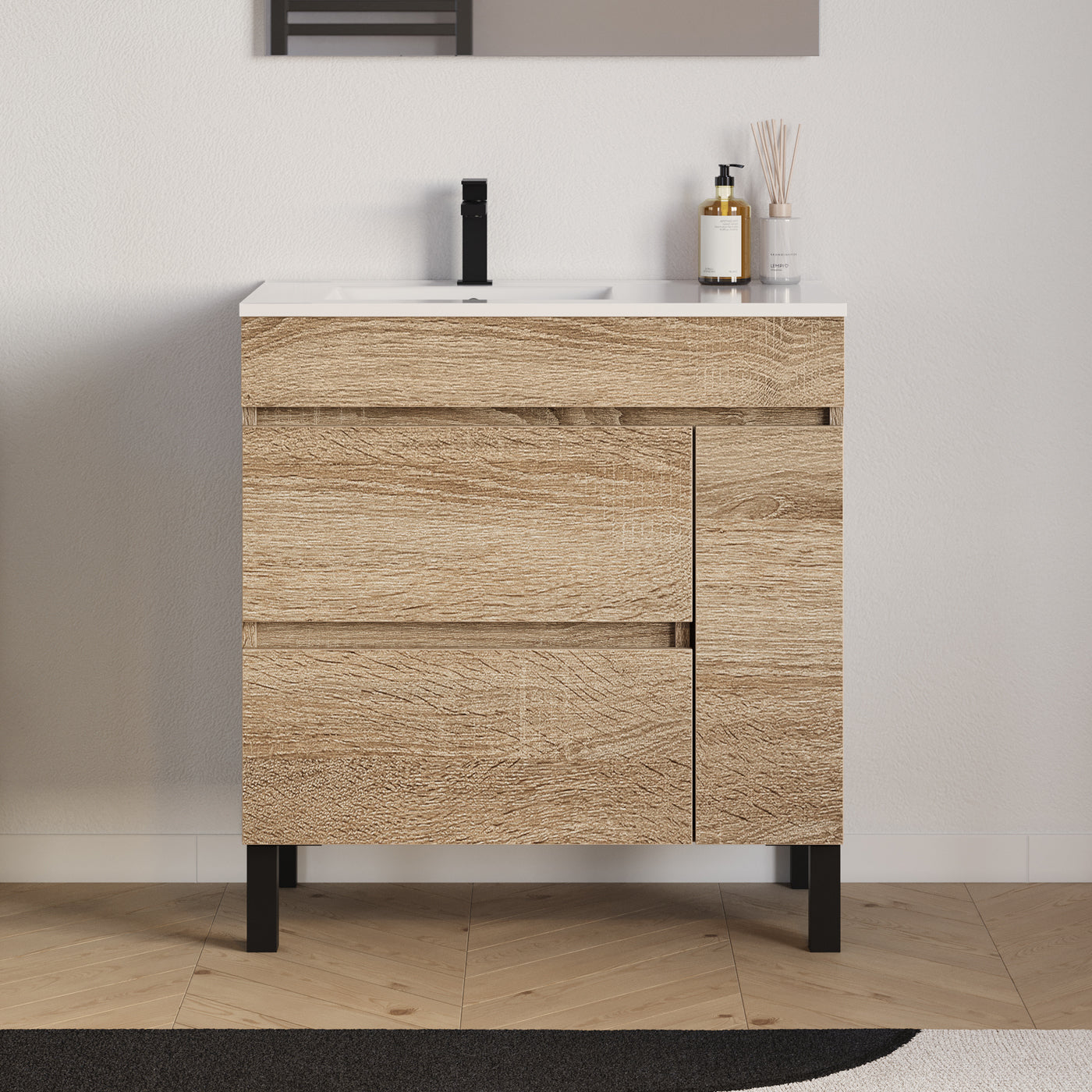 Meuble salle de bain LAZARO 80cm cambrian vasque gauche