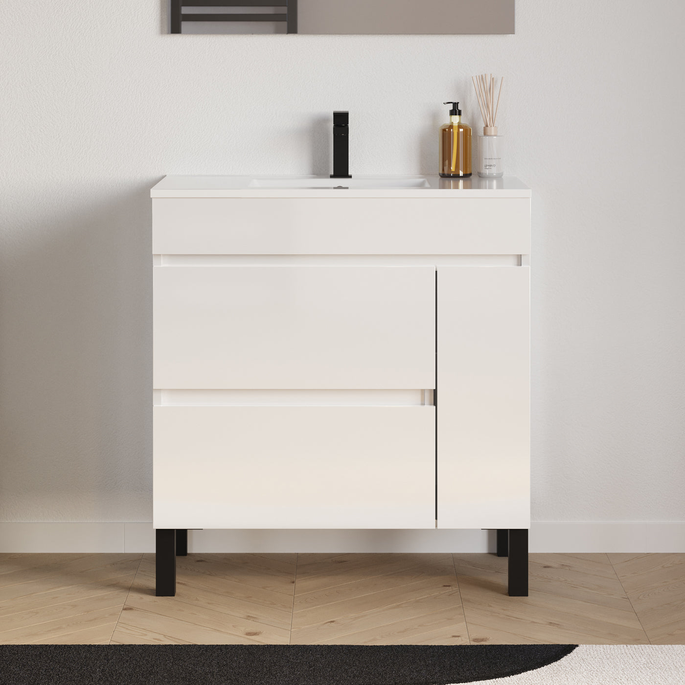 Meuble salle de bain LAZARO 80cm blanc avec vasque