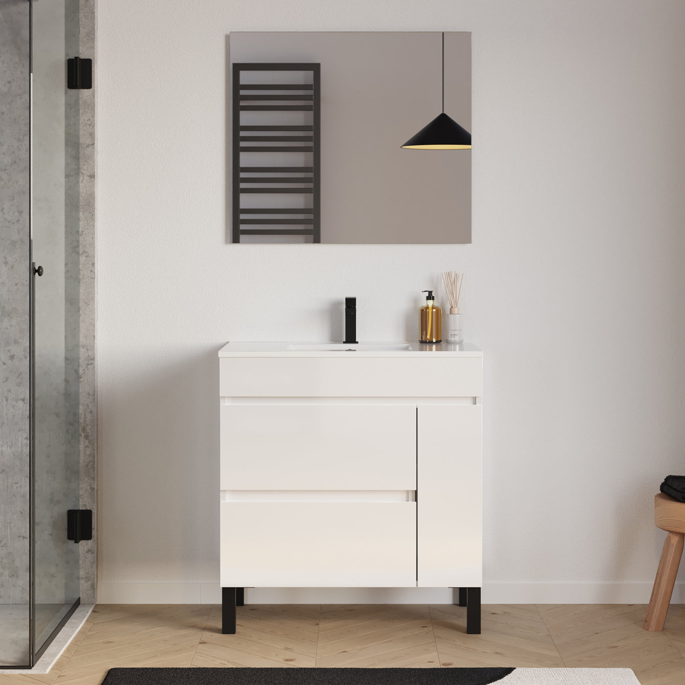 Meuble salle de bain LAZARO 80cm blanc