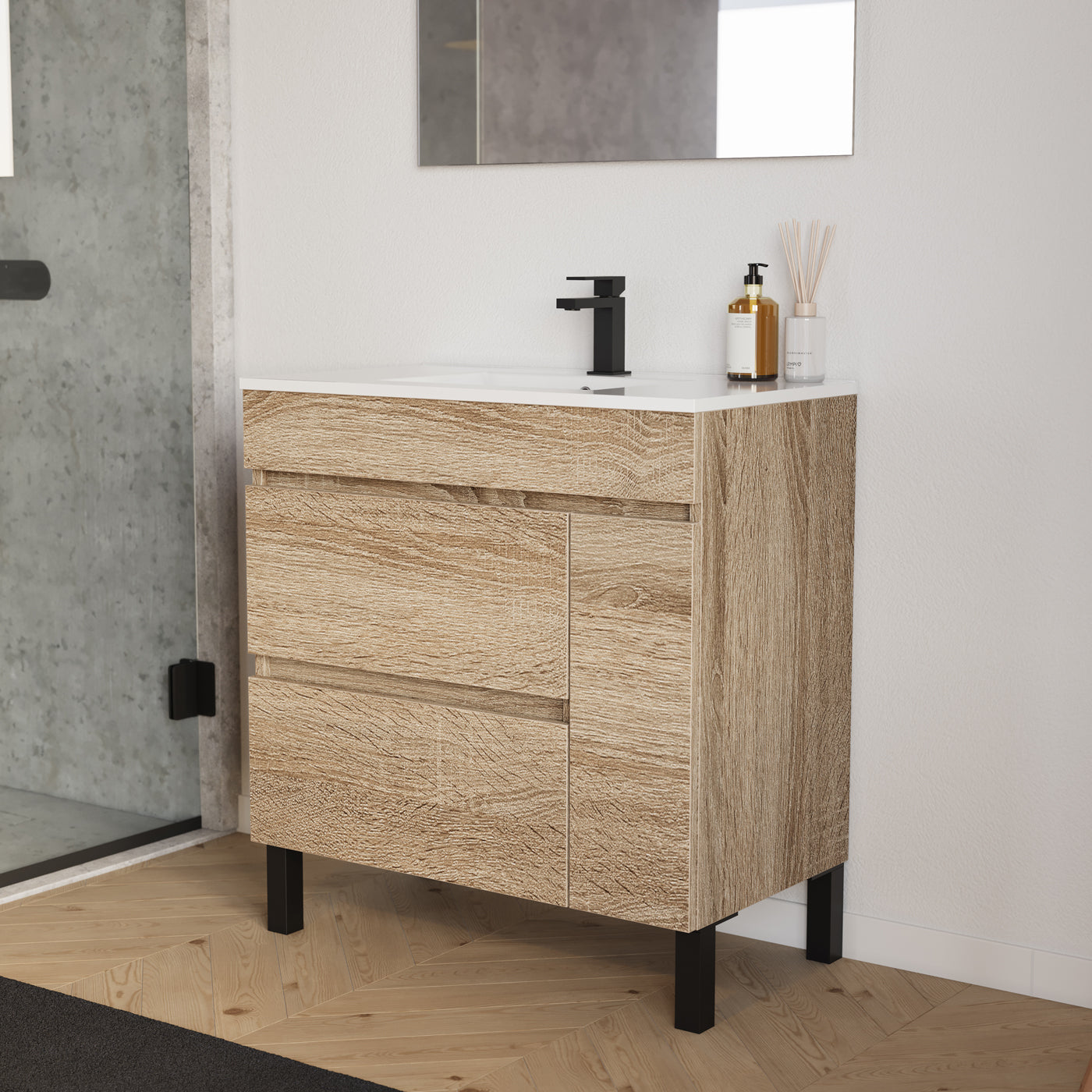 Meuble salle de bain LAZARO 80cm cambrian  vue profil