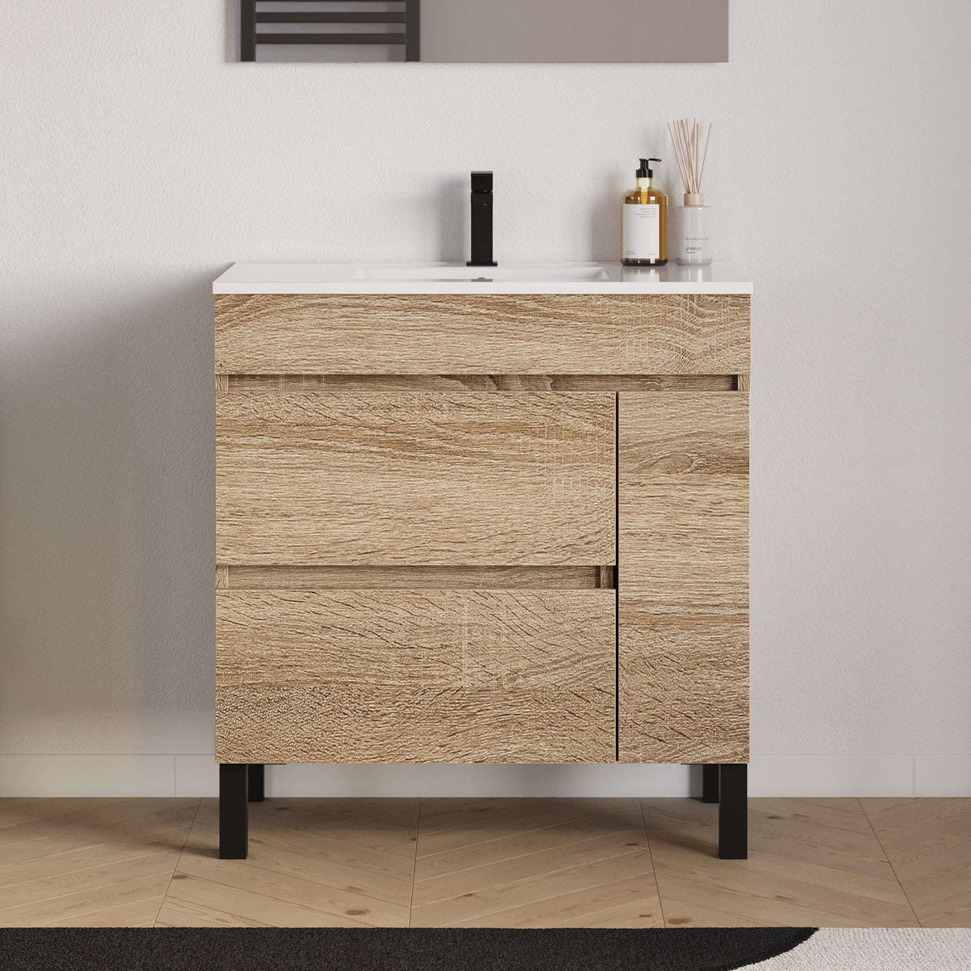 Meuble salle de bain LAZARO 80cm cambrian  avec vasque