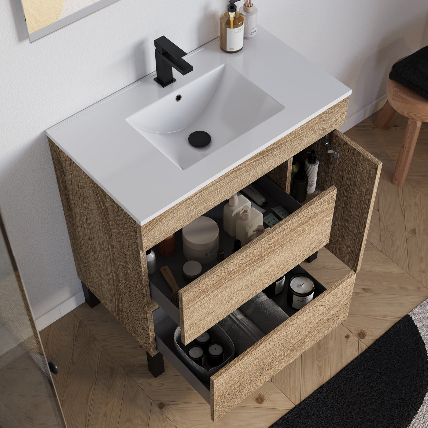 Meuble salle de bain LAZARO 80cm cambrian  vue dessus