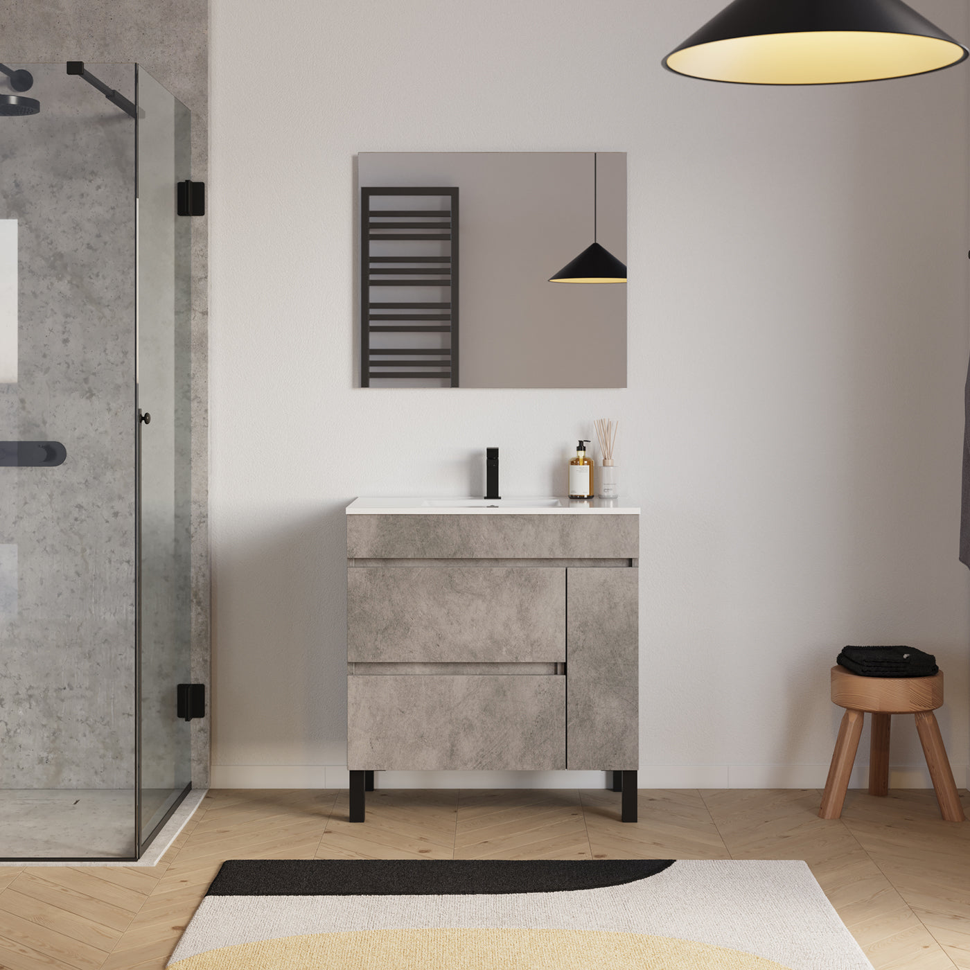 Meuble salle de bain LAZARO 80cm ciment
