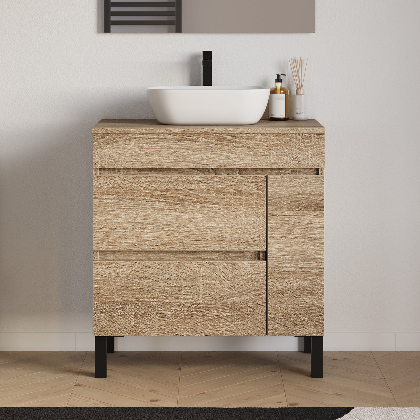 Meuble salle de bain LAZARO 80cm cambrian  avec vasque zeus 