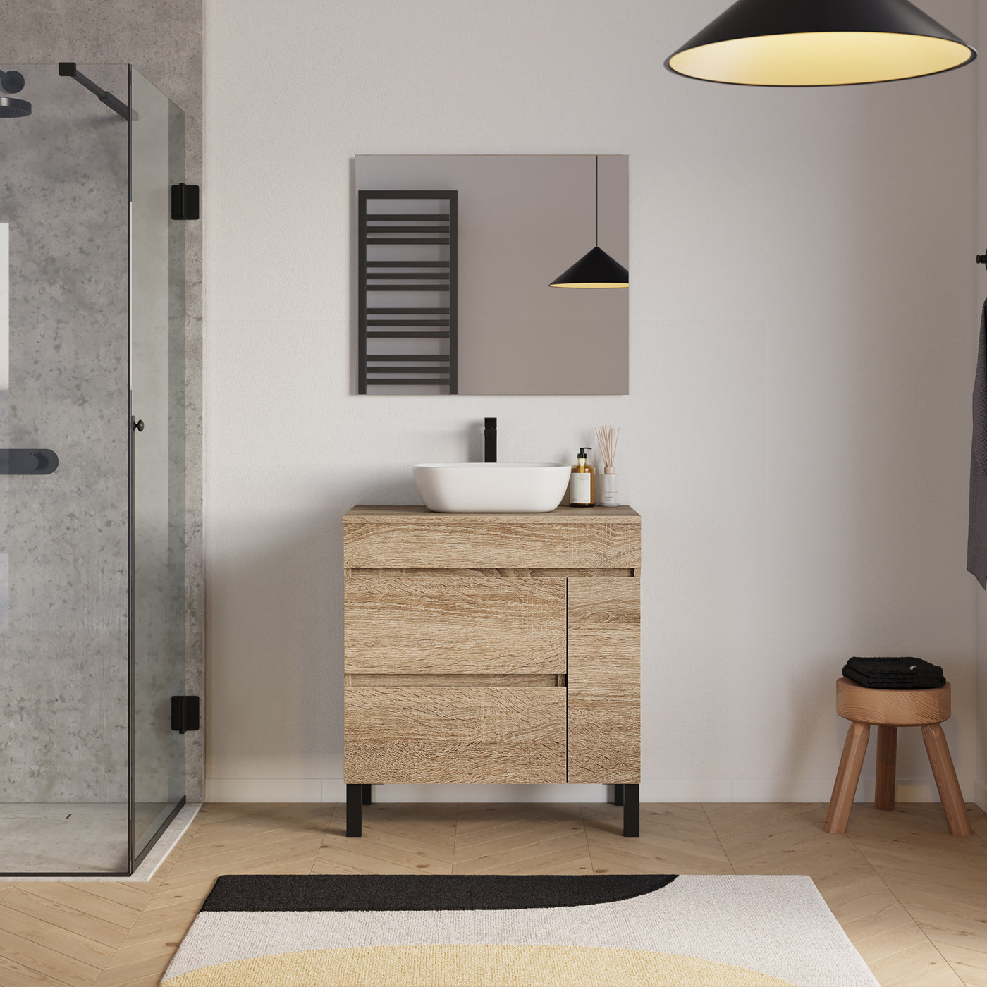 Meuble salle de bain LAZARO 80cm cambrian vasque zeus