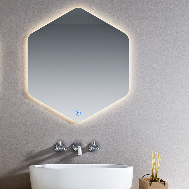 Miroir éclairage LED de salle de bain LISSOS avec interrupteur tactile - 80x70cm