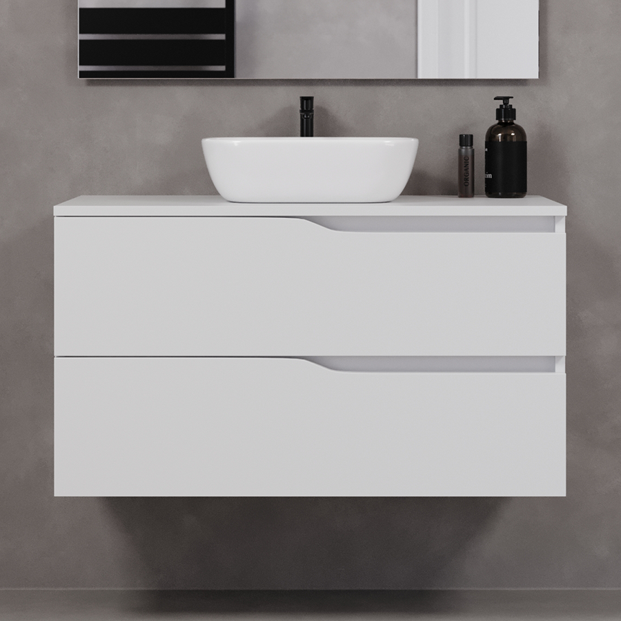 Meuble de salle de bain Luna 100 cm vasque zeus blanc sans miroir