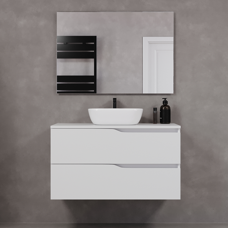 Meuble de salle de bain Luna 100 cm vasque zeus blanc