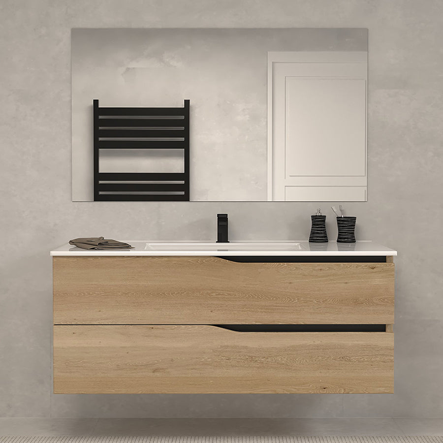 Meuble de salle de bain LUNA simple vasque 2 tiroirs + colonne - 120cm